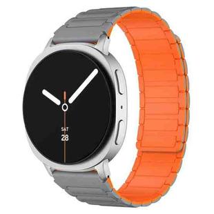 For Samsung Galaxy Watch8 / 8 Classic xDfind I-shaped Magnetic Silicone Watch Band(Grey Orange)