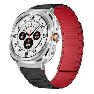 For Samsung Galaxy Watch Ultra / Ultra 2025 xDfind I-shaped Magnetic Silicone Watch Band(Black Wine Red)
