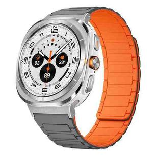 For Samsung Galaxy Watch Ultra / Ultra 2025 xDfind I-shaped Magnetic Silicone Watch Band(Grey Orange)