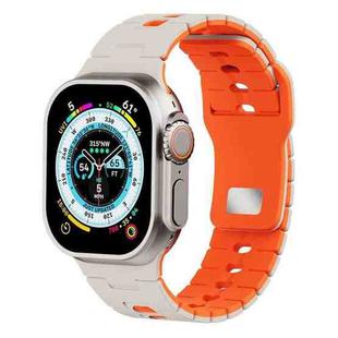 For Apple Watch 46mm / 49mm / 45mm / 44mm I-Shape Two-color Liquid Silicone Watch Band(Starlight Orange)