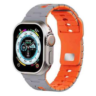 For Apple Watch 46mm / 49mm / 45mm / 44mm I-Shape Two-color Liquid Silicone Watch Band(Grey Orange)
