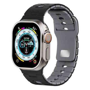 For Apple Watch 46mm / 49mm / 45mm / 44mm I-Shape Two-color Liquid Silicone Watch Band(Black Grey)