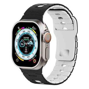 For Apple Watch 46mm / 49mm / 45mm / 44mm I-Shape Two-color Liquid Silicone Watch Band(Black White)