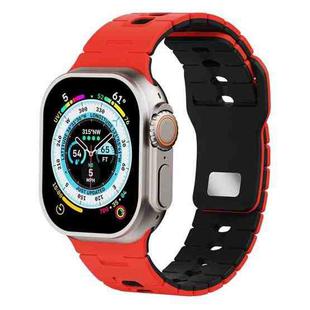 For Apple Watch 46mm / 49mm / 45mm / 44mm I-Shape Two-color Liquid Silicone Watch Band(Red Black)
