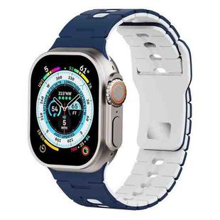 For Apple Watch 46mm / 49mm / 45mm / 44mm I-Shape Two-color Liquid Silicone Watch Band(Midnight Blue White)