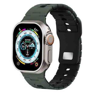 For Apple Watch 46mm / 49mm / 45mm / 44mm I-Shape Two-color Liquid Silicone Watch Band(Army Green Black)