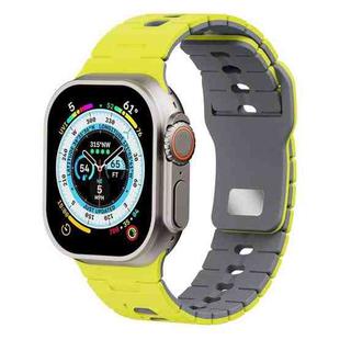 For Apple Watch 46mm / 49mm / 45mm / 44mm I-Shape Two-color Liquid Silicone Watch Band(Lime Grey)