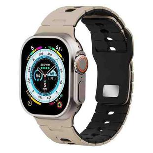 For Apple Watch 46mm / 49mm / 45mm / 44mm I-Shape Two-color Liquid Silicone Watch Band(Walnut Black)