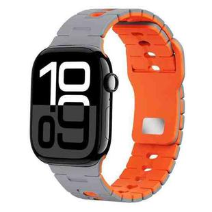 For Apple Watch 42mm / 41mm / 40mm / 38mm I-Shape Two-color Liquid Silicone Watch Band(Grey Orange)