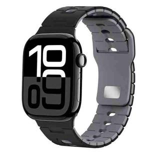 For Apple Watch 42mm / 41mm / 40mm / 38mm I-Shape Two-color Liquid Silicone Watch Band(Black Grey)