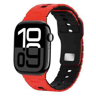 For Apple Watch 42mm / 41mm / 40mm / 38mm I-Shape Two-color Liquid Silicone Watch Band(Red Black)