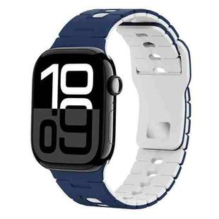 For Apple Watch 42mm / 41mm / 40mm / 38mm I-Shape Two-color Liquid Silicone Watch Band(Midnight Blue White)