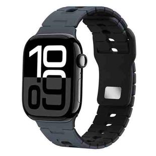 For Apple Watch 42mm / 41mm / 40mm / 38mm I-Shape Two-color Liquid Silicone Watch Band(Midnight Color Black)