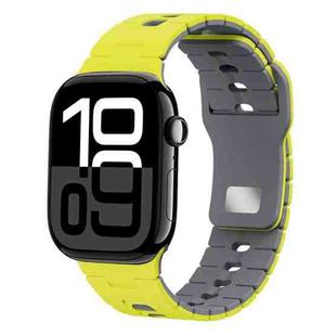 For Apple Watch 42mm / 41mm / 40mm / 38mm I-Shape Two-color Liquid Silicone Watch Band(Lime Grey)