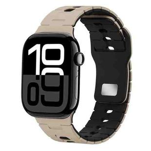 For Apple Watch 42mm / 41mm / 40mm / 38mm I-Shape Two-color Liquid Silicone Watch Band(Walnut Black)