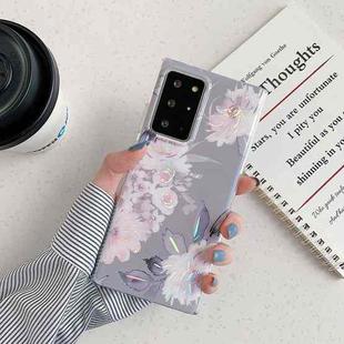 For Samsung Galaxy Note 20 Laser Flowers Pattern TPU Protective Case(Grey Background Watercolor Pink Flowers)