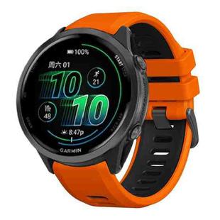 For Garmin Forerunner 970 Two Color Steel Buckle Silicone Watch Band(Orange Black)