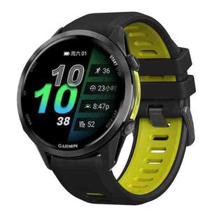 For Garmin Forerunner 970 Two Color Steel Buckle Silicone Watch Band(Black Lime)