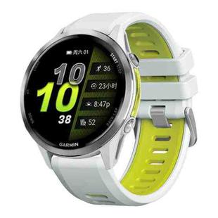 For Garmin Forerunner 970 Two Color Steel Buckle Silicone Watch Band(Whie Cyan)
