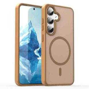 For Samsung Galaxy S24 5G Fanying Series PC Hybrid TPU Translucent Frosted MagSafe Phone Case(Desert Gold)