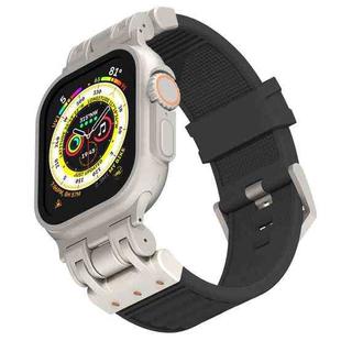 For Apple Watch 46mm / 49mm / 45mm / 44mm Mecha Stripe Texture Silicone Watch Band(Black)