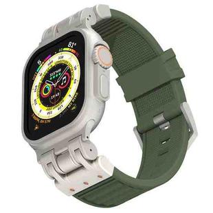 For Apple Watch 46mm / 49mm / 45mm / 44mm Mecha Stripe Texture Silicone Watch Band(Green)