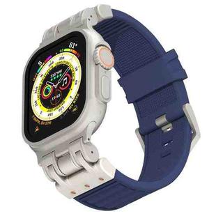 For Apple Watch 46mm / 49mm / 45mm / 44mm Mecha Stripe Texture Silicone Watch Band(Midnight Blue)