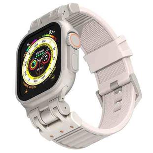 For Apple Watch 46mm / 49mm / 45mm / 44mm Mecha Stripe Texture Silicone Watch Band(Starlight)