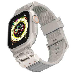 For Apple Watch 46mm / 49mm / 45mm / 44mm Mecha Stripe Texture Silicone Watch Band(Cloudy Gray)