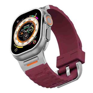 For Apple Watch 46mm / 49mm / 45mm / 44mm Tuobuzhe Liquid Silicone Watch Band(Wine Red)
