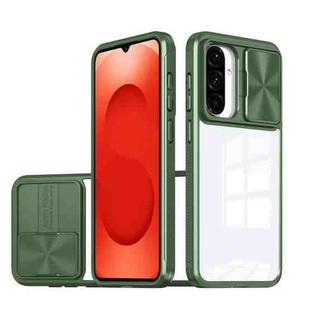 For Samsung Galaxy A26 5G Clear Acrylic + PC + TPU Lens Sliding Cover Full Coverage Phone Case(Olive Green)