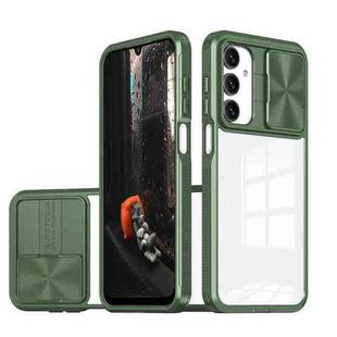 For Samsung Galaxy A16 5G Clear Acrylic + PC + TPU Lens Sliding Cover Full Coverage Phone Case(Olive Green)