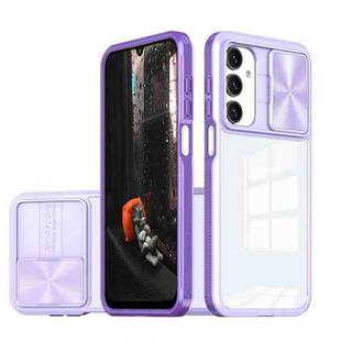 For Samsung Galaxy A16 5G Clear Acrylic + PC + TPU Lens Sliding Cover Full Coverage Phone Case(Purple)