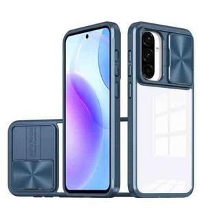 For Samsung Galaxy A56 5G / A36 5G Clear Acrylic + PC + TPU Lens Sliding Cover Full Coverage Phone Case(Navy Blue)