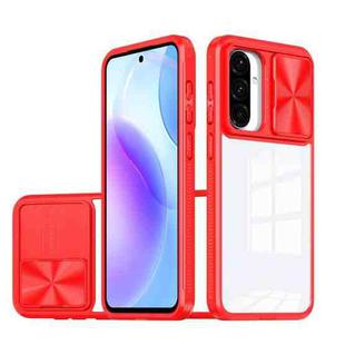 For Samsung Galaxy A56 5G / A36 5G Clear Acrylic + PC + TPU Lens Sliding Cover Full Coverage Phone Case(The Chinese Red)