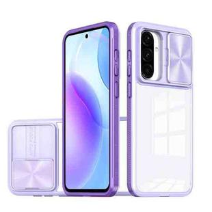 For Samsung Galaxy A56 5G / A36 5G Clear Acrylic + PC + TPU Lens Sliding Cover Full Coverage Phone Case(Purple)