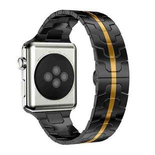For Apple Watch 42 / 44 / 45 / 46 / 49mm xDfind Butterfly Buckle Stainless Steel Watch Band(Black Gold)