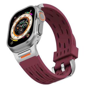For Apple Watch 42mm / 41mm / 40mm / 38mm Tuobuzhe Oval Holes Silicone Watch Band(Wine Red)