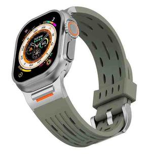 For Apple Watch 42mm / 41mm / 40mm / 38mm Tuobuzhe Oval Holes Silicone Watch Band(Forest Green)