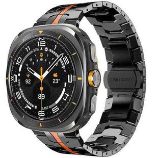 For Samsung Galaxy Watch8 / 8 Classic xDfind Butterfly Buckle Stainless Steel Watch Band(Black Orange)