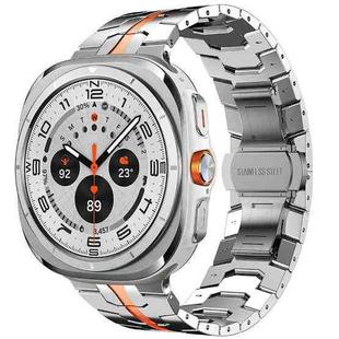 For Samsung Galaxy Watch8 / 8 Classic xDfind Butterfly Buckle Stainless Steel Watch Band(Silver Orange)