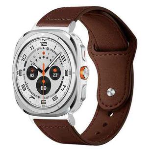 For Samsung Galaxy Watch Ultra / Ultra 2025 xDfind Rivet Buckle Genuine Leather Watch Band(Dark Brown)