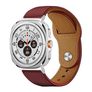For Samsung Galaxy Watch Ultra / Ultra 2025 xDfind Rivet Buckle Genuine Leather Watch Band(Hawthorn Red)