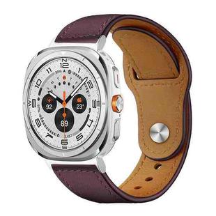 For Samsung Galaxy Watch Ultra / Ultra 2025 xDfind Rivet Buckle Genuine Leather Watch Band(Jujube Red)