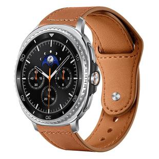 For Samsung Galaxy Watch8 / 8 Classic xDfind Rivet Buckle Genuine Leather Watch Band(Light Brown)