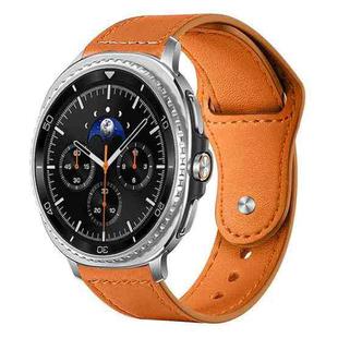 For Samsung Galaxy Watch8 / 8 Classic xDfind Rivet Buckle Genuine Leather Watch Band(Brown)
