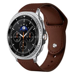 For Samsung Galaxy Watch8 / 8 Classic xDfind Rivet Buckle Genuine Leather Watch Band(Dark Brown)
