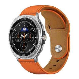 For Samsung Galaxy Watch8 / 8 Classic xDfind Rivet Buckle Genuine Leather Watch Band(Orange)