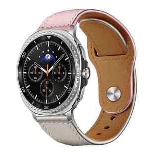 For Samsung Galaxy Watch8 / 8 Classic xDfind Rivet Buckle Genuine Leather Watch Band(Pink White)