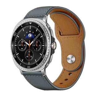 For Samsung Galaxy Watch8 / 8 Classic xDfind Rivet Buckle Genuine Leather Watch Band(Grey)